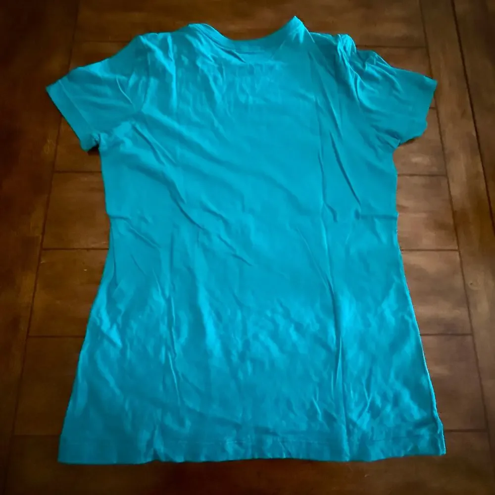 Nike Teal Slim-Fit T-Shirt Women XL 100% Cotton Slim Athletic Cut‎ Sport Workout